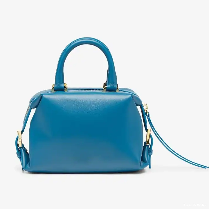 Cheap HOT Blue Bag Leather Fendi In Mini FF Cube Nappa 0503